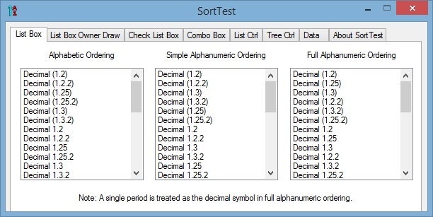SortTest: shows different sort orders in various controls